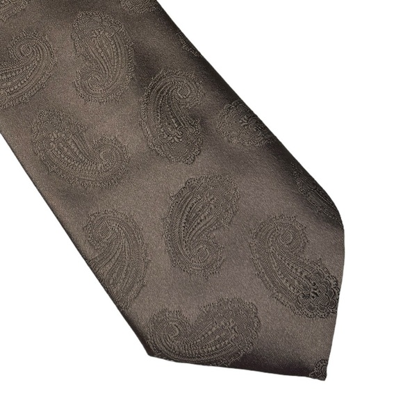 Wembley Paisley Taupe Brown necktie men’s tie Polysilk blend vintage - Picture 2 of 5